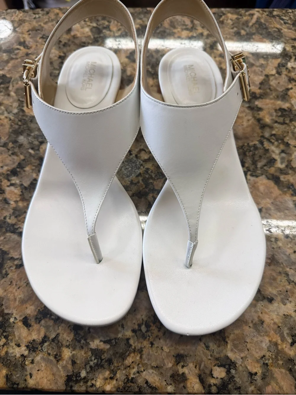Michael Michael Kors White Leather T-Strap Slingback Sandals Size 8M